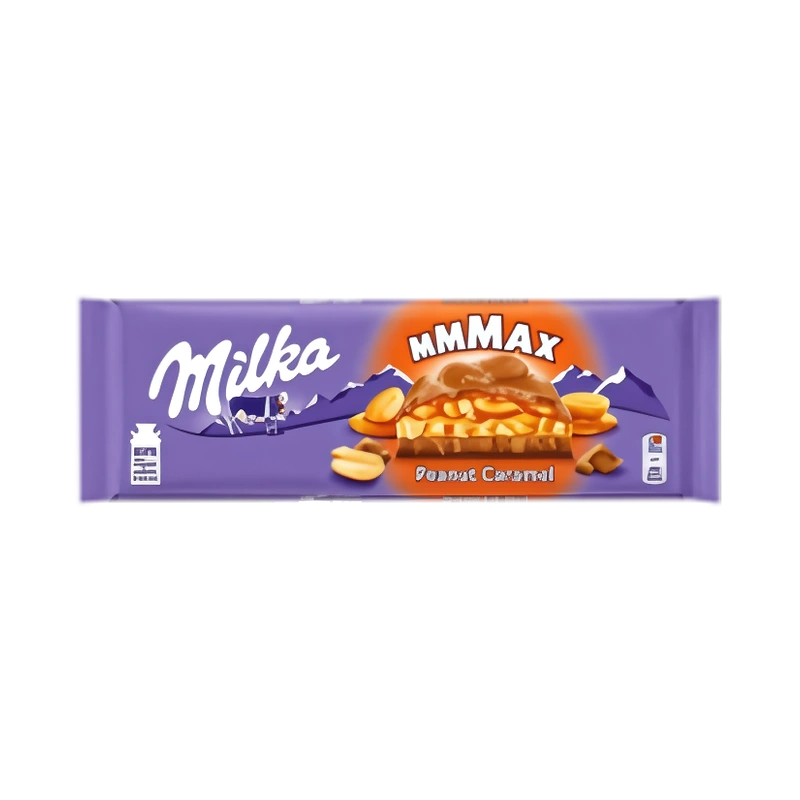 Шоколад молочный Милка с карамельно-арахисовой начинкой, воздушным рисом и кусочками арахиса